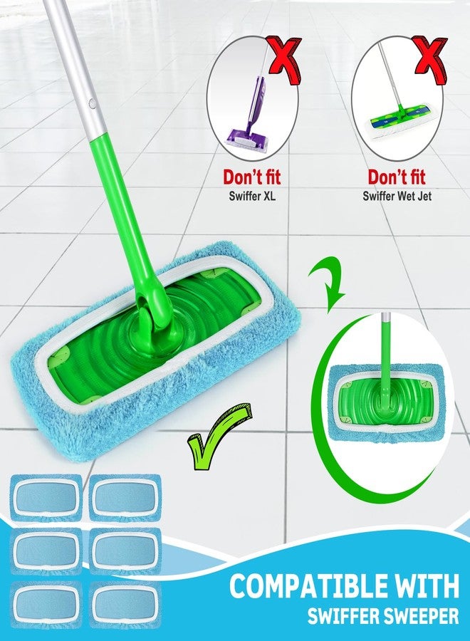 Vowanop Reusable Mop Pads Compatible with Swiffer Sweeper Mop, Microfiber Mop Pads for Wet & Dry Use, Swiffer Reusable Mop Pad Refill for Floor Cleaning, 6 Pack Blue - Image 2
